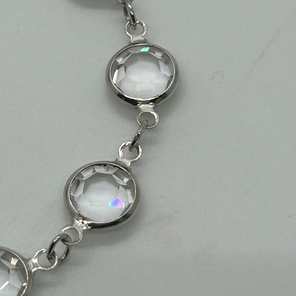 Swarovski Crystal Bezel Bracelet, Clear Silver-Tone Spring Ring Clasp Vintage - Picture 10 of 16